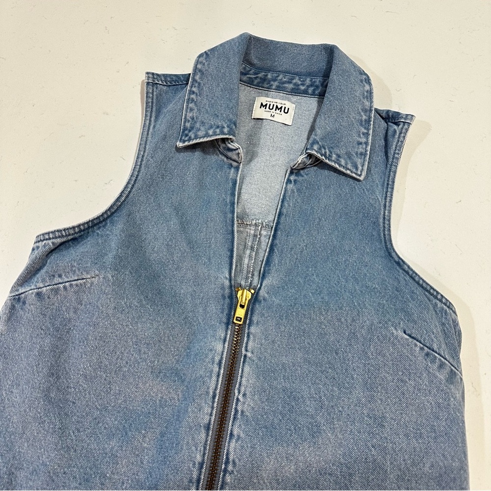 Show Me Your MuMu Denim Zip Up Romper - Size M - Picture 5 of 8